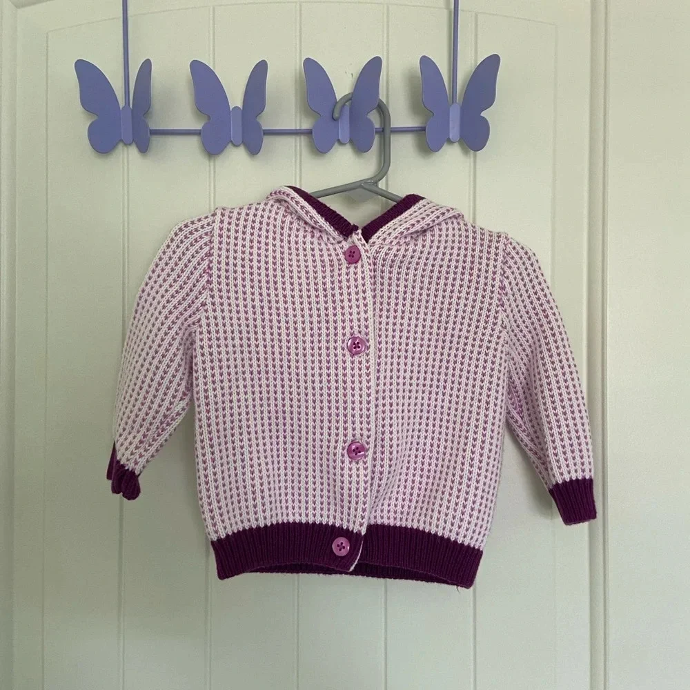 EUC | Gymboree baby girl’s knit button up hooded sweater — 6-12‎ months